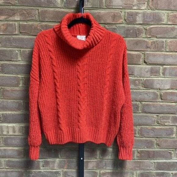 Hippie Rose Red Turtleneck Sweater Size Large - Picture 2 of 6